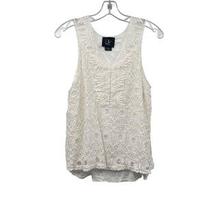 LIV Los Angeles Womenc Crochet Sleeveless Top White Size Large Lined
